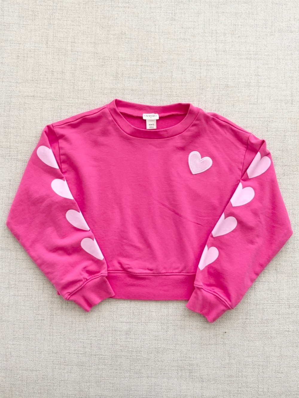 Crewcuts Girls Pink Hearts Sweatshirt Size S (6-7)